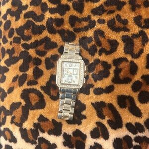 Square Crystal Bezel Two-Tone Bracelet Watch